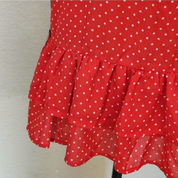 Lily White peplum tiered polka dot shirt size XL NEW - Picture 4 of 6